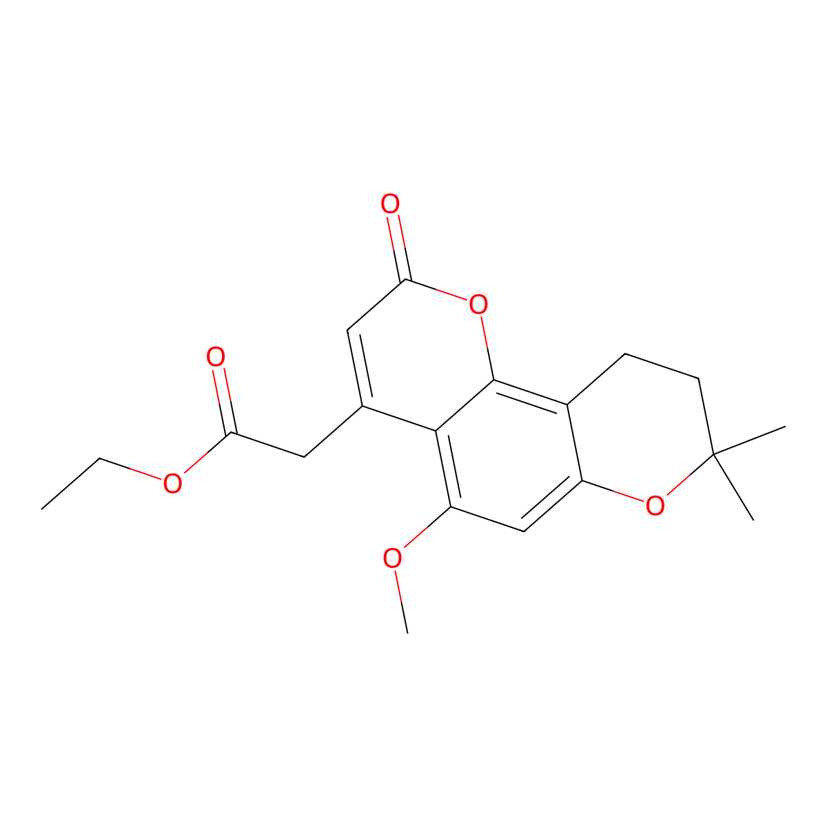 ethyl (5-methoxy-8,8-dimethyl-2-oxo-9,10-dihydro-2H,8H-pyrano[2,3-f]chromen-4-yl)acetate molecular structure, CAS 859134-07-9
