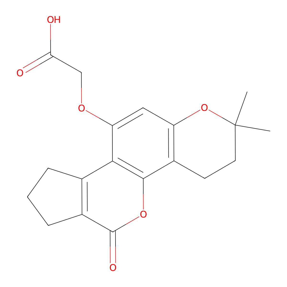 [(2,2-dimethyl-6-oxo-3,4,6,7,8,9-hexahydro-2H-cyclopenta[c]pyrano[2,3-h]chromen-10-yl)oxy]acetic acid molecular structure, CAS 859134-29-5