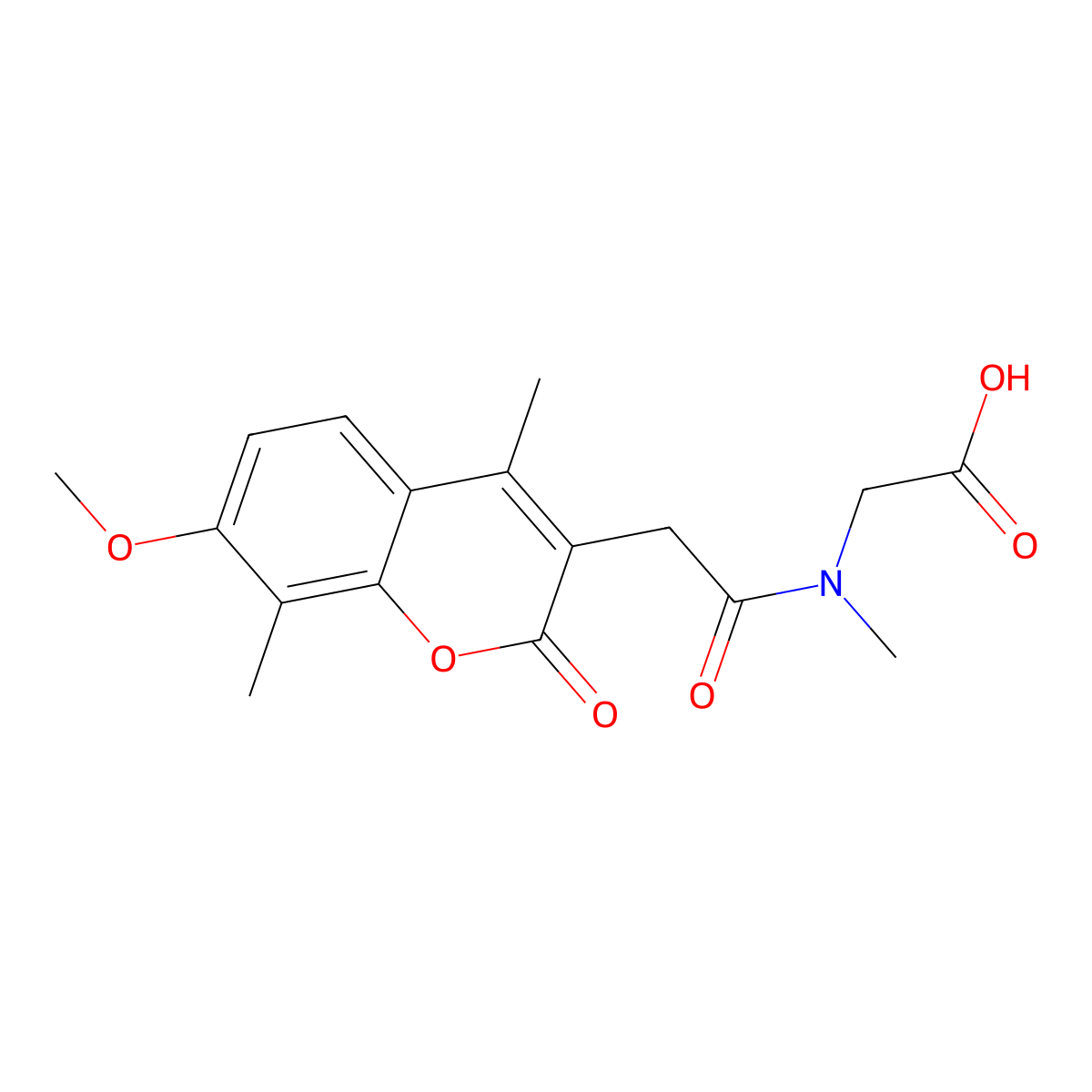 N-[(7-methoxy-4,8-dimethyl-2-oxo-2H-chromen-3-yl)acetyl]-N-methylglycine molecular structure, CAS 859137-40-9