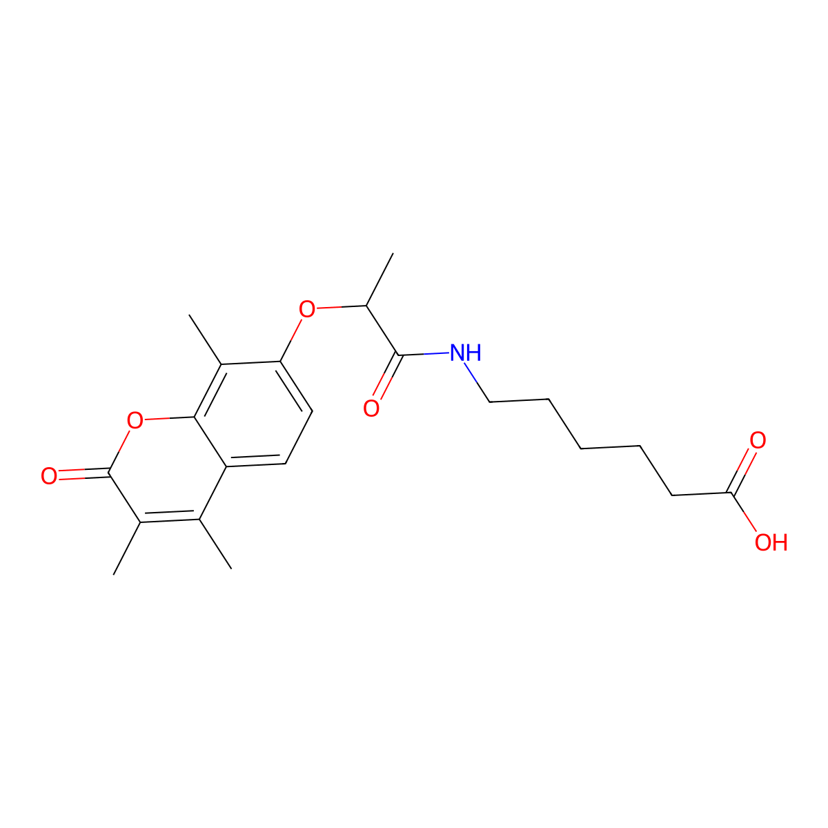 6-({2-[(3,4,8-trimethyl-2-oxo-2H-chromen-7-yl)oxy]propanoyl}amino)hexanoic acid molecular structure, CAS 859137-69-2