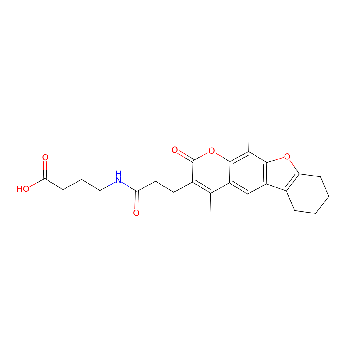 4-{[3-(4,11-dimethyl-2-oxo-6,7,8,9-tetrahydro-2H-[1]benzofuro[3,2-g]chromen-3-yl)propanoyl]amino}butanoic acid molecular structure, CAS 859137-76-1