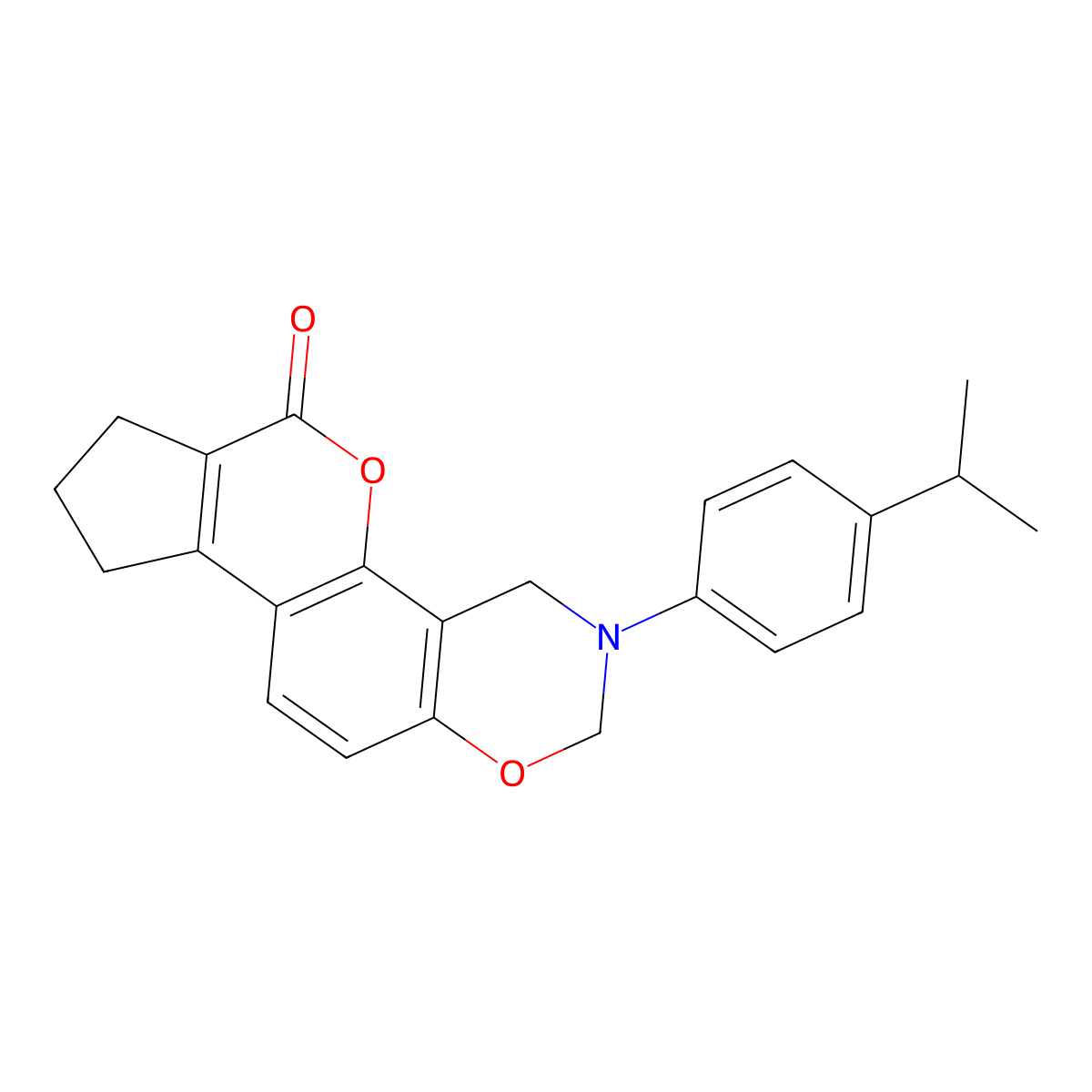 3-(4-isopropylphenyl)-3,4,8,9-tetrahydro-2H-cyclopenta[3,4]chromeno[8,7-e][1,3]oxazin-6(7H)-one molecular structure, CAS 859137-79-4