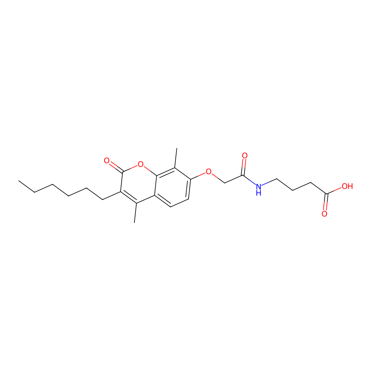 4-({[(3-hexyl-4,8-dimethyl-2-oxo-2H-chromen-7-yl)oxy]acetyl}amino)butanoic acid molecular structure, CAS 859138-00-4