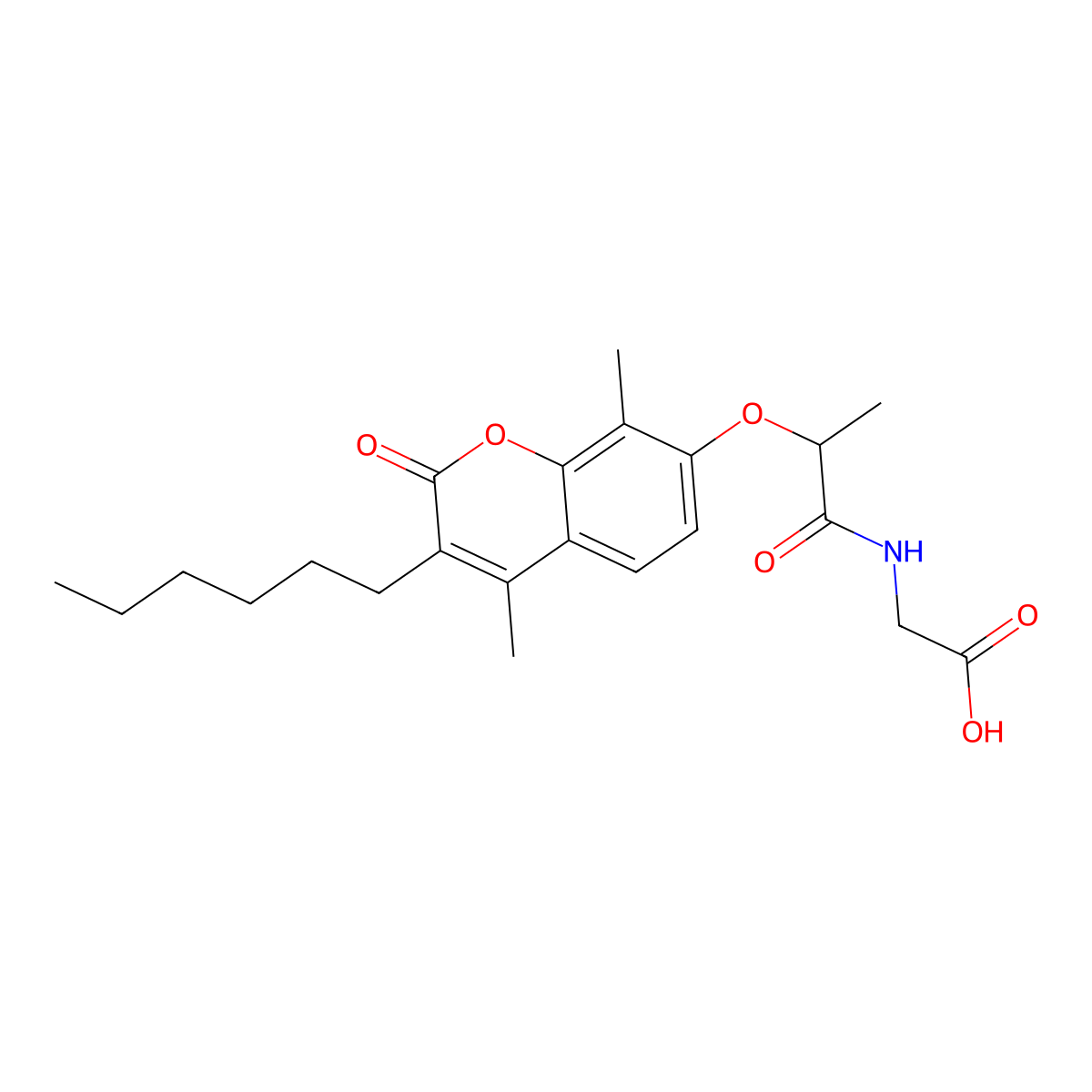 N-{2-[(3-hexyl-4,8-dimethyl-2-oxo-2H-chromen-7-yl)oxy]propanoyl}glycine molecular structure, CAS 859138-13-9