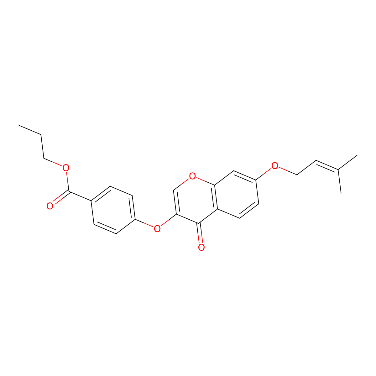 propyl 4-({7-[(3-methylbut-2-en-1-yl)oxy]-4-oxo-4H-chromen-3-yl}oxy)benzoate molecular structure, CAS 859138-33-3