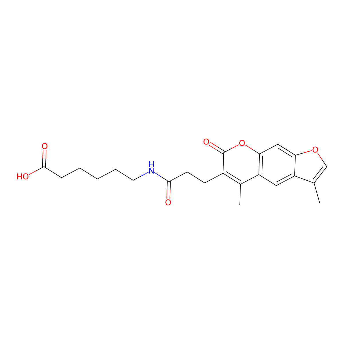 6-{[3-(3,5-dimethyl-7-oxo-7H-furo[3,2-g]chromen-6-yl)propanoyl]amino}hexanoic acid molecular structure, CAS 859138-36-6