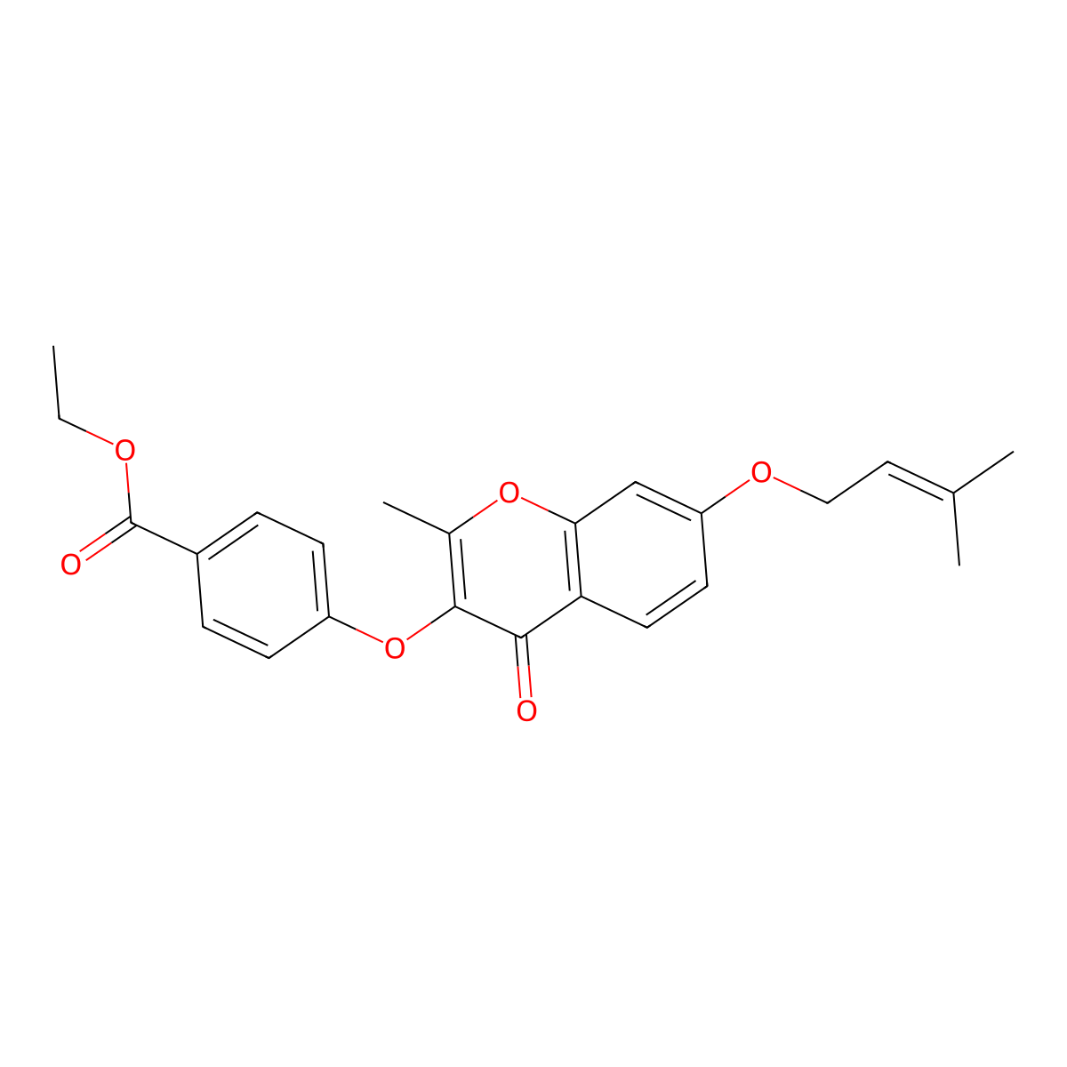 ethyl 4-({2-methyl-7-[(3-methylbut-2-en-1-yl)oxy]-4-oxo-4H-chromen-3-yl}oxy)benzoate molecular structure, CAS 859138-55-9