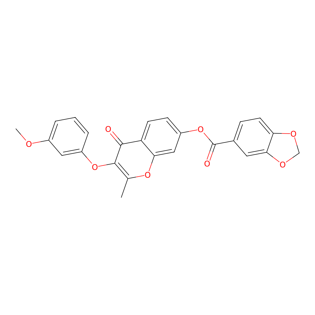 3-(3-methoxyphenoxy)-2-methyl-4-oxo-4H-chromen-7-yl 1,3-benzodioxole-5-carboxylate molecular structure, CAS 859138-57-1