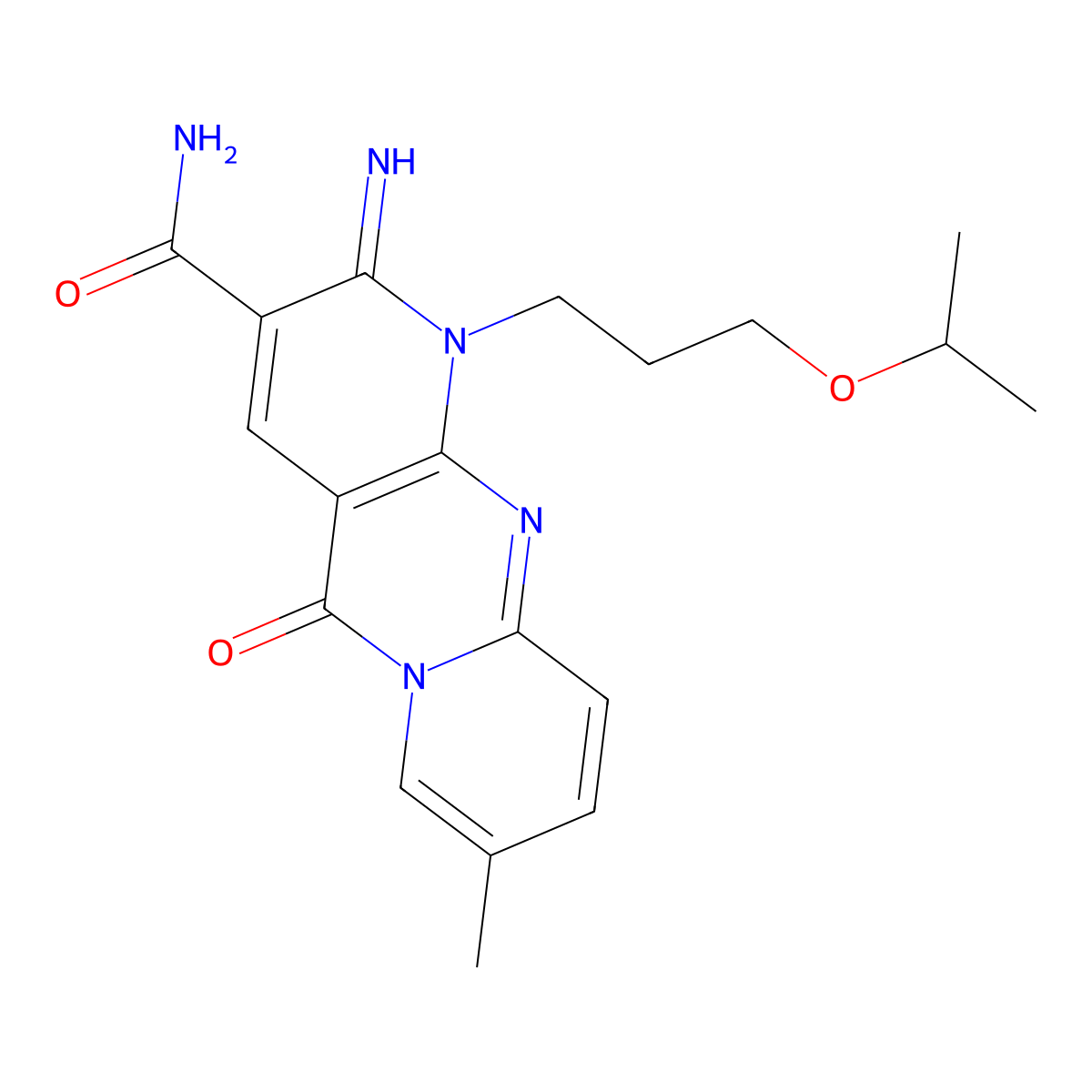 6-Imino-13-methyl-2-oxo-7-[3-(propan-2-yloxy)propyl]-1,7,9-triazatricyclo[8.4.0.0^{3,8}]tetradeca-3(8),4,9,11,13-pentaene-5-carboxamide molecular structure, CAS 859138-69-5