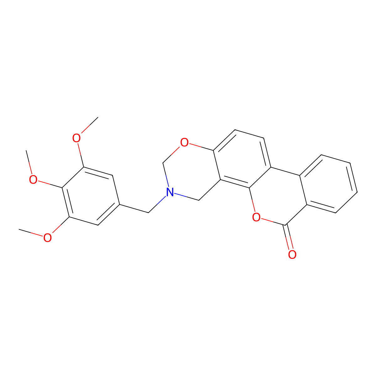 3-(3,4,5-trimethoxybenzyl)-3,4-dihydro-2H,6H-benzo[3,4]chromeno[8,7-e][1,3]oxazin-6-one molecular structure, CAS 859138-74-2
