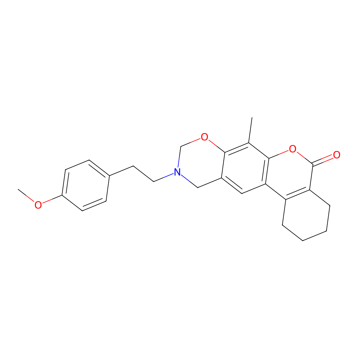 10-[2-(4-methoxyphenyl)ethyl]-7-methyl-1,2,3,4,10,11-hexahydro-5H,9H-benzo[3,4]chromeno[6,7-e][1,3]oxazin-5-one molecular structure, CAS 859138-80-0