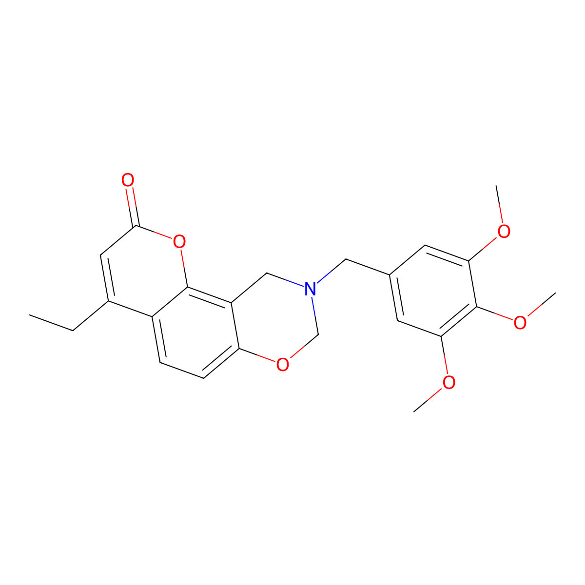 4-ethyl-9-(3,4,5-trimethoxybenzyl)-9,10-dihydro-2H,8H-chromeno[8,7-e][1,3]oxazin-2-one molecular structure, CAS 859139-09-6
