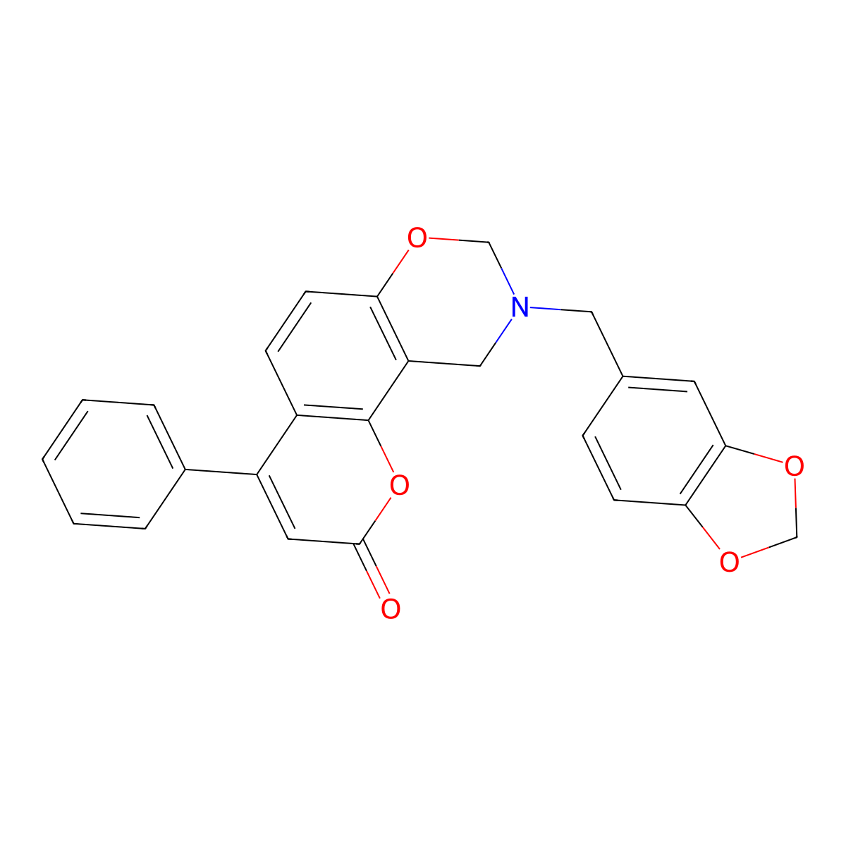 9-(1,3-benzodioxol-5-ylmethyl)-4-phenyl-9,10-dihydro-2H,8H-chromeno[8,7-e][1,3]oxazin-2-one molecular structure, CAS 859139-14-3