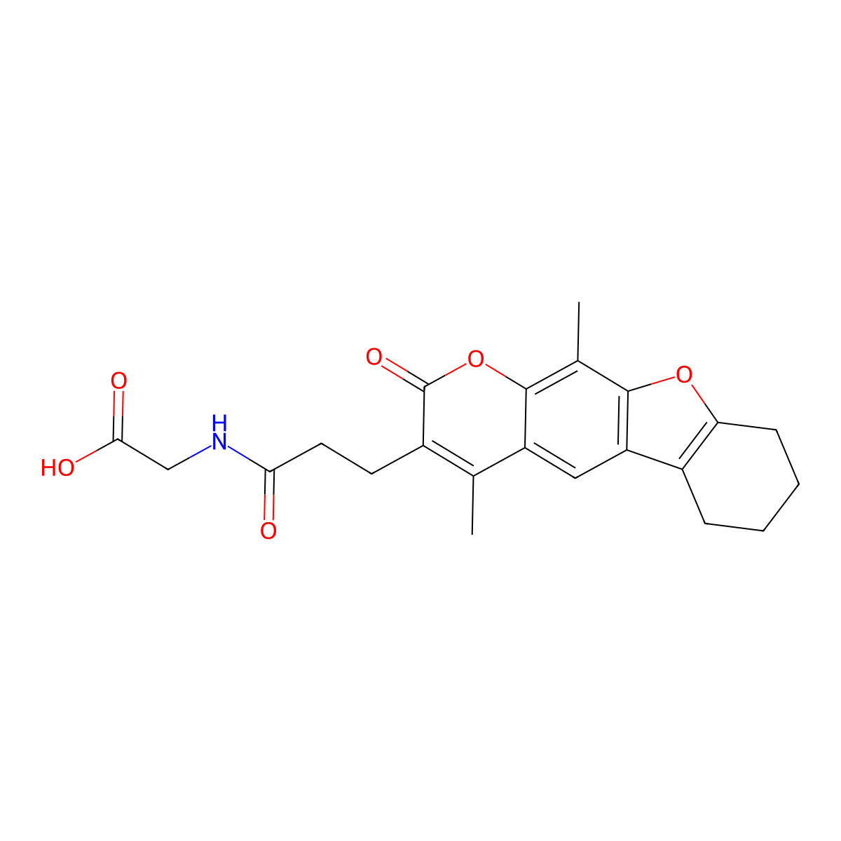 N-[3-(4,11-dimethyl-2-oxo-6,7,8,9-tetrahydro-2H-[1]benzofuro[3,2-g]chromen-3-yl)propanoyl]glycine molecular structure, CAS 859139-16-5