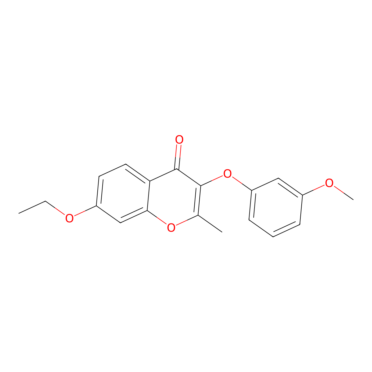 7-ethoxy-3-(3-methoxyphenoxy)-2-methyl-4H-chromen-4-one molecular structure, CAS 859139-21-2