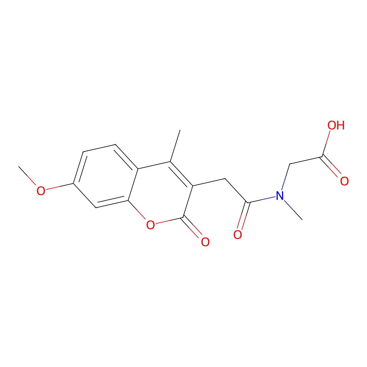 N-[(7-methoxy-4-methyl-2-oxo-2H-chromen-3-yl)acetyl]-N-methylglycine molecular structure, CAS 859139-56-3
