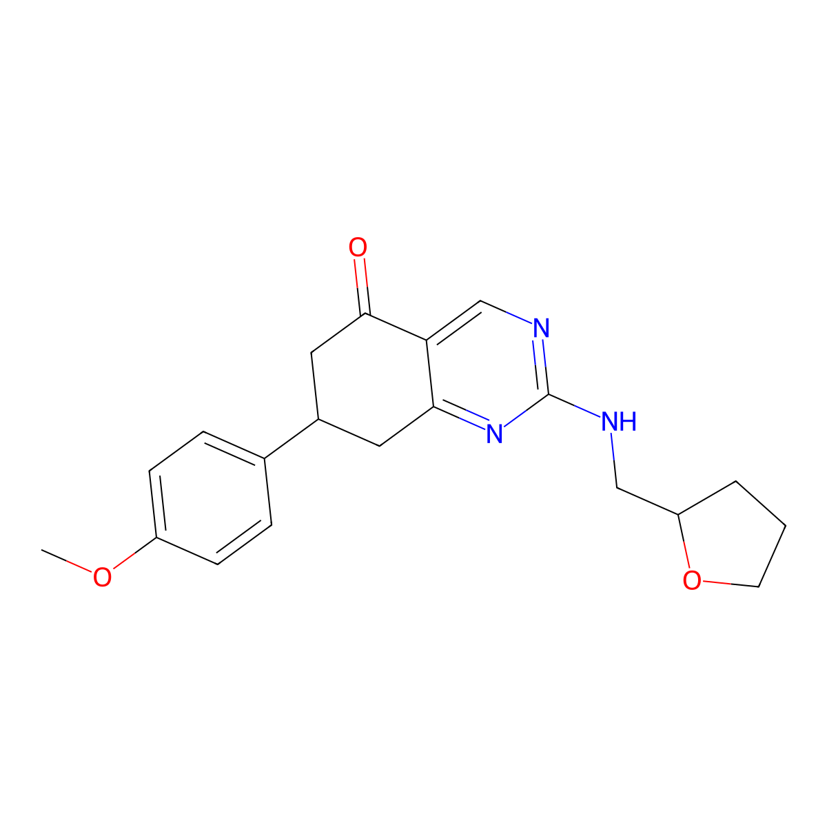 7-(4-methoxyphenyl)-2-[(tetrahydrofuran-2-ylmethyl)amino]-7,8-dihydroquinazolin-5(6H)-one molecular structure, CAS 859139-83-6