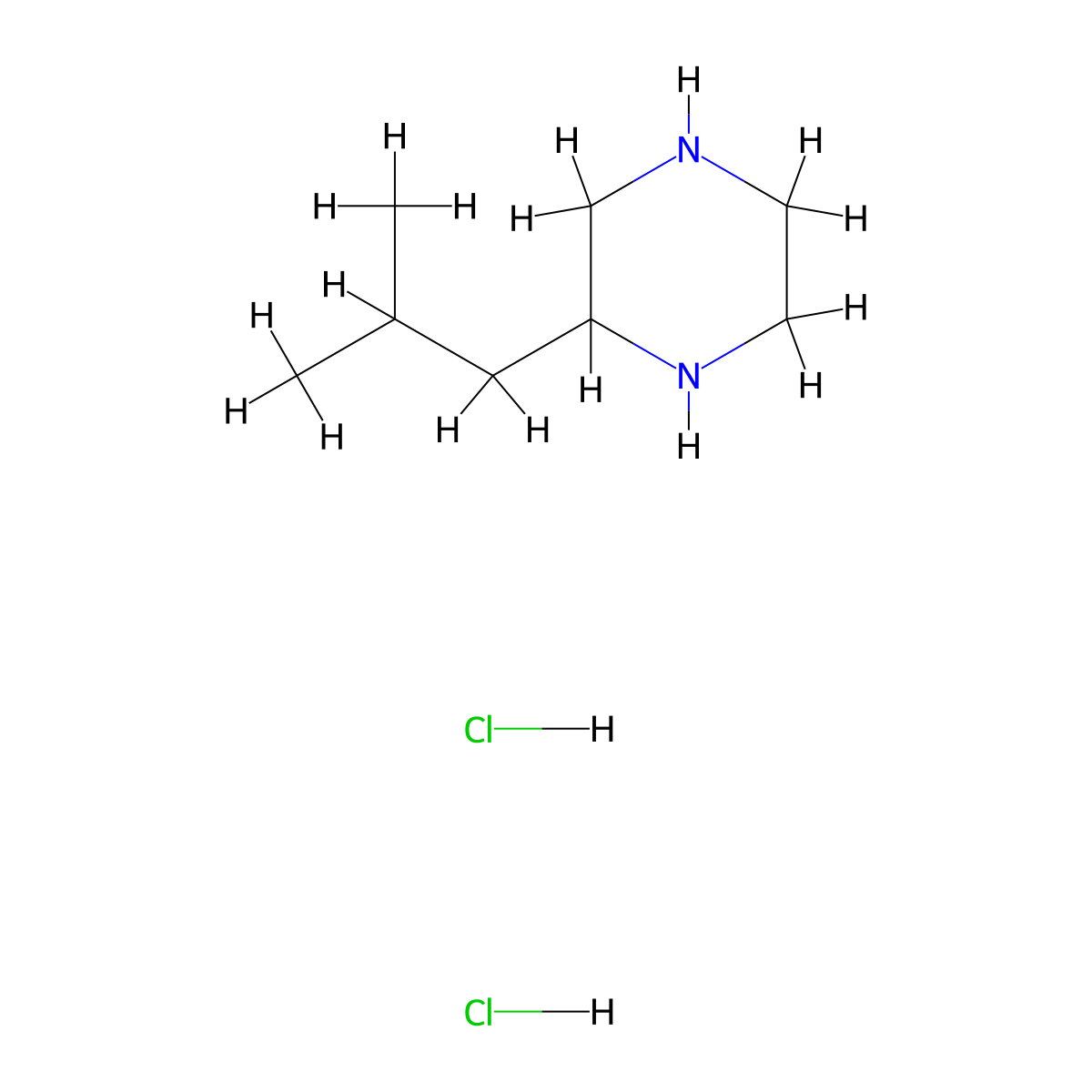 2-Isobutylpiperazine dihydrochloride molecular structure, CAS 859140-29-7