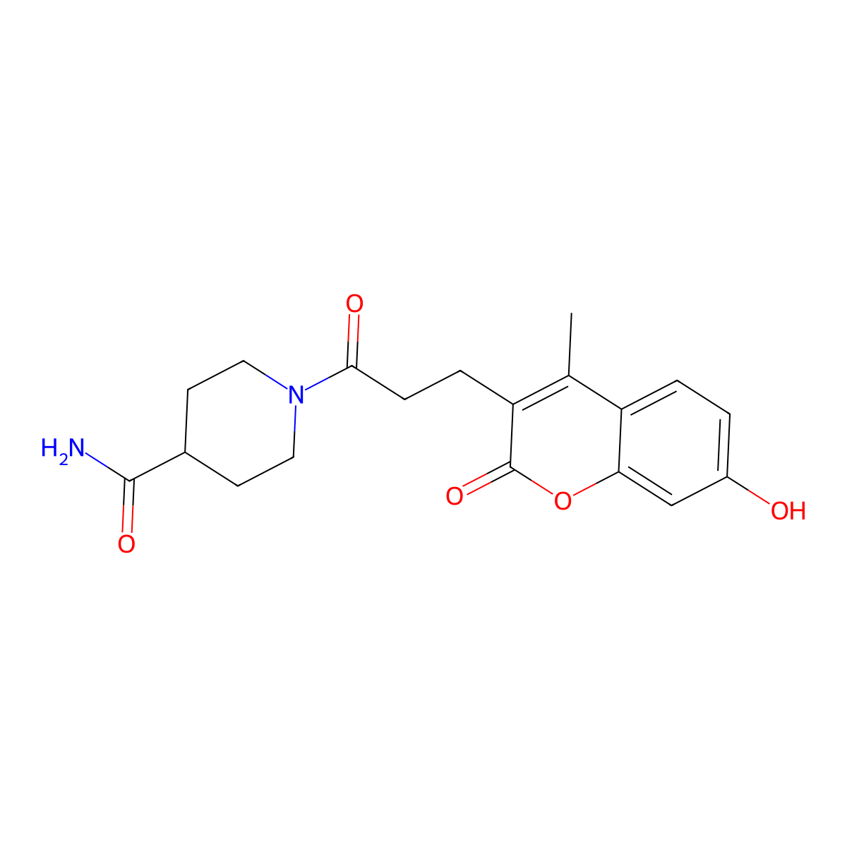 1-[3-(7-hydroxy-4-methyl-2-oxo-2H-chromen-3-yl)propanoyl]piperidine-4-carboxamide molecular structure, CAS 859140-45-7