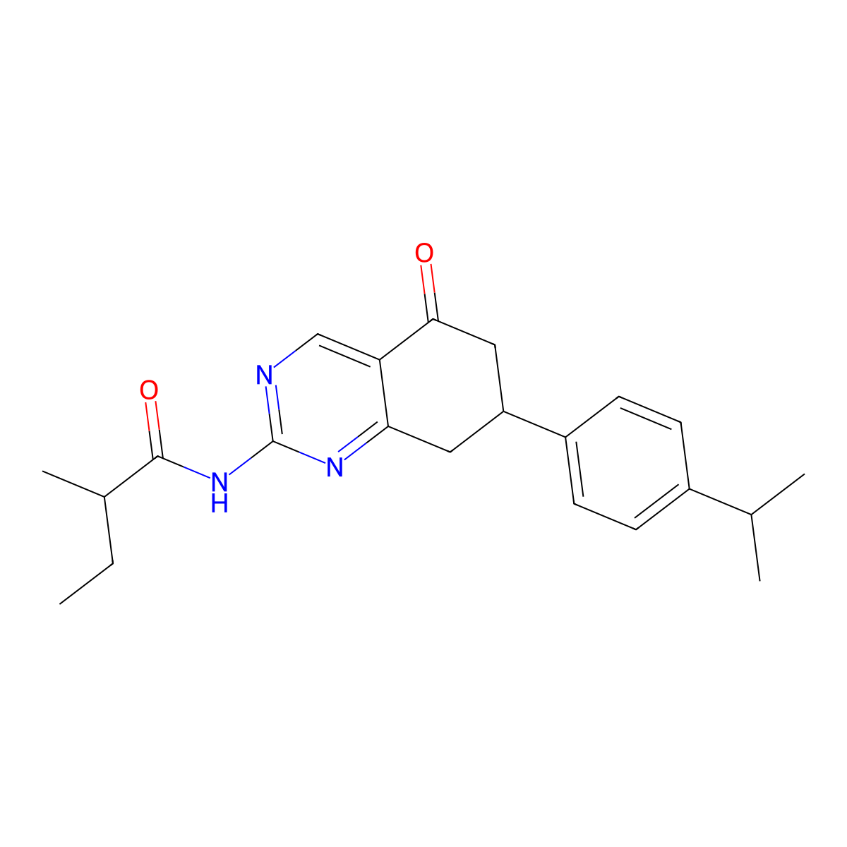 2-methyl-N-{5-oxo-7-[4-(propan-2-yl)phenyl]-5,6,7,8-tetrahydroquinazolin-2-yl}butanamide molecular structure, CAS 859140-85-5