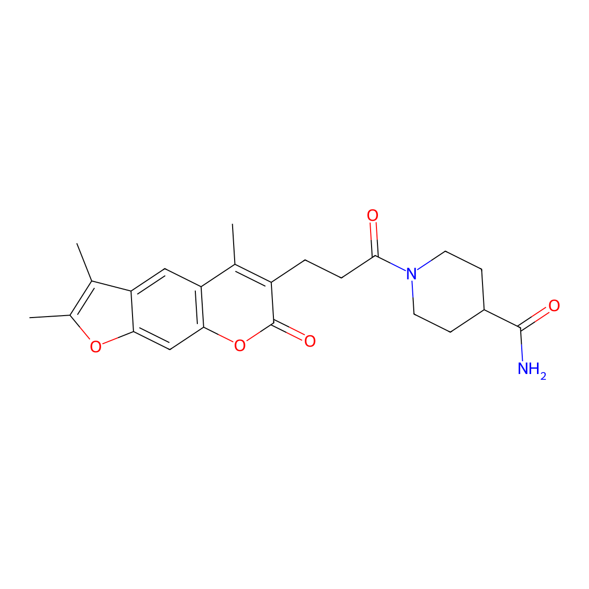 1-[3-(2,3,5-trimethyl-7-oxo-7H-furo[3,2-g]chromen-6-yl)propanoyl]piperidine-4-carboxamide molecular structure, CAS 859141-12-1