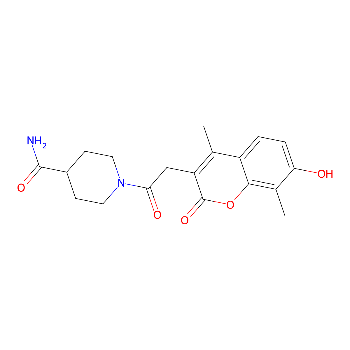1-[(7-hydroxy-4,8-dimethyl-2-oxo-2H-chromen-3-yl)acetyl]piperidine-4-carboxamide molecular structure, CAS 859141-24-5
