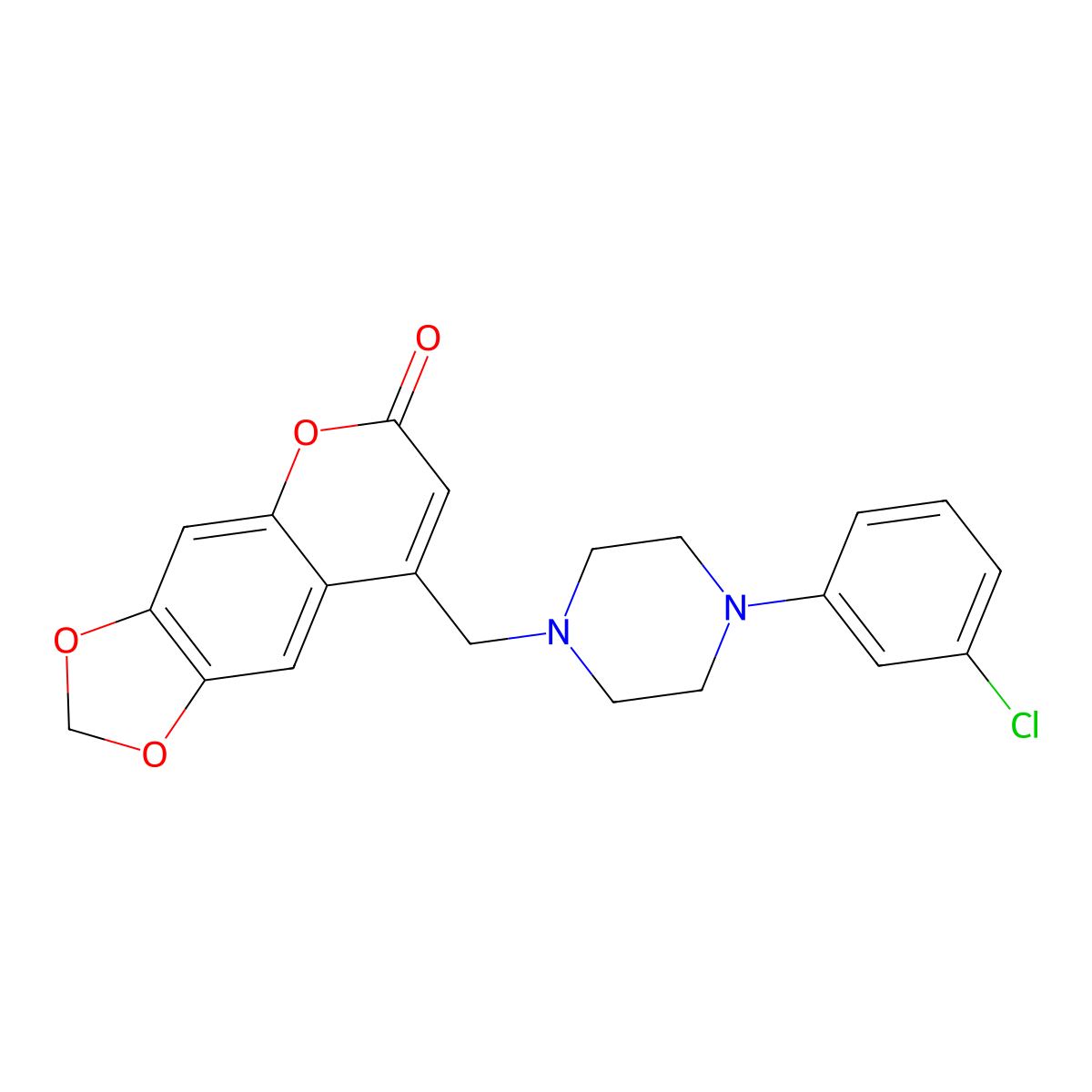 8-((4-(3-chlorophenyl)piperazin-1-yl)methyl)-6H-[1,3]dioxolo[4,5-g]chromen-6-one molecular structure, CAS 859142-05-5