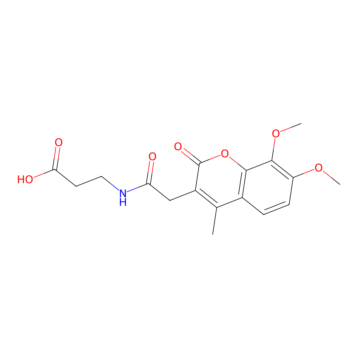 N-[(7,8-dimethoxy-4-methyl-2-oxo-2H-chromen-3-yl)acetyl]-beta-alanine molecular structure, CAS 859142-09-9