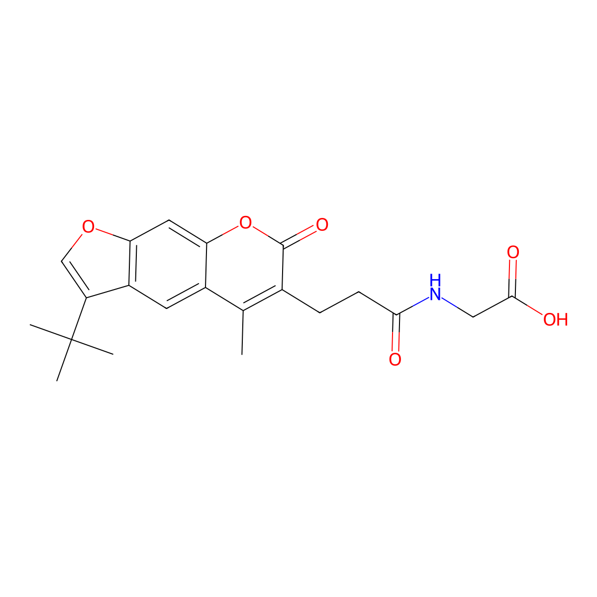 N-[3-(3-tert-butyl-5-methyl-7-oxo-7H-furo[3,2-g]chromen-6-yl)propanoyl]glycine molecular structure, CAS 859142-29-3