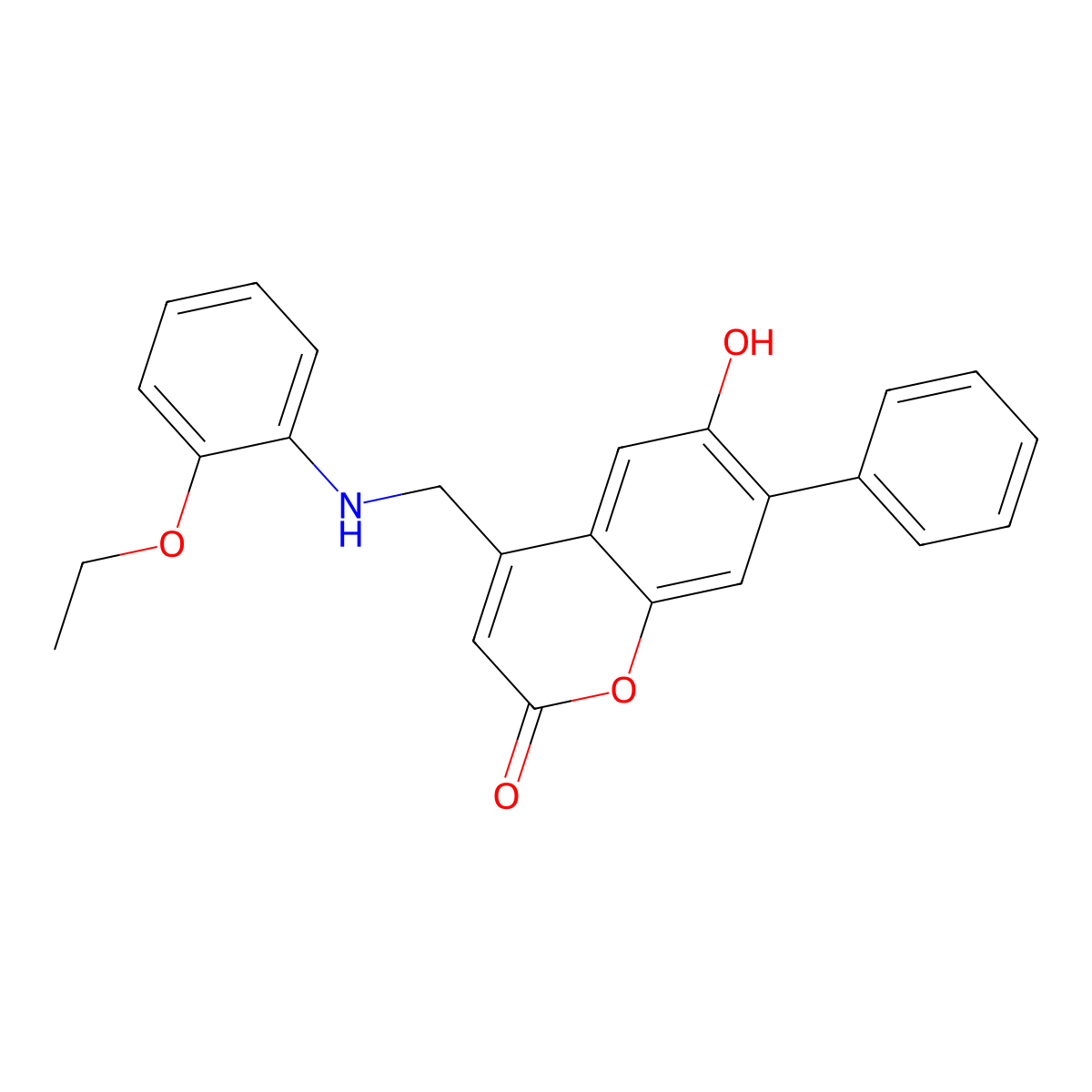 4-(((2-Ethoxyphenyl)amino)methyl)-6-hydroxy-7-phenyl-2H-chromen-2-one molecular structure, CAS 859142-49-7