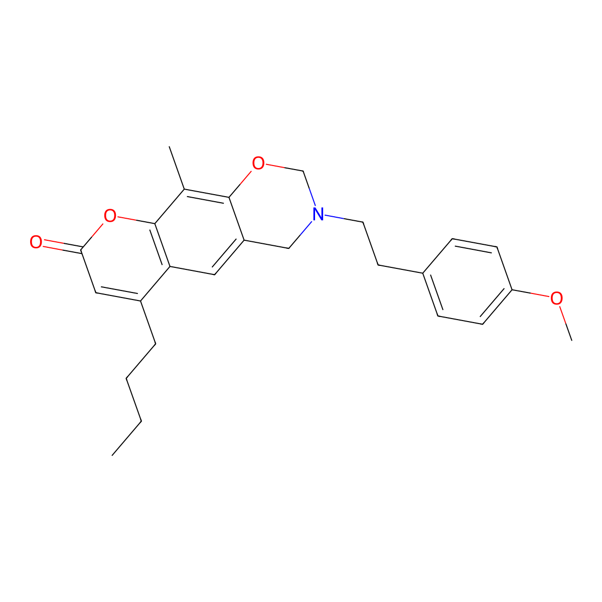 6-butyl-3-[2-(4-methoxyphenyl)ethyl]-10-methyl-3,4-dihydro-2H,8H-chromeno[6,7-e][1,3]oxazin-8-one molecular structure, CAS 859142-60-2