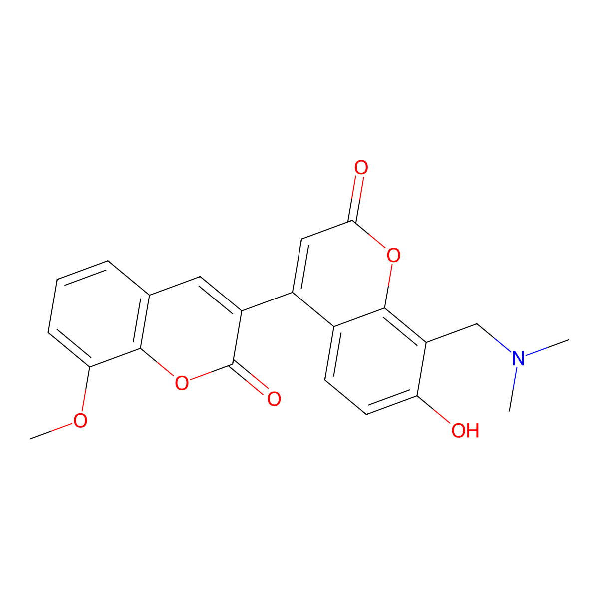 8'-((dimethylamino)methyl)-7'-hydroxy-8-methoxy-2H,2'H-[3,4'-bichromene]-2,2'-dione molecular structure, CAS 859142-75-9