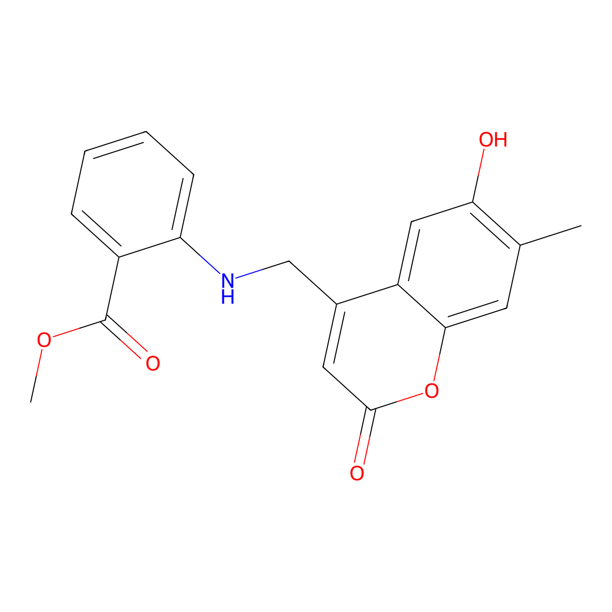 Methyl 2-{[(6-hydroxy-7-methyl-2-oxochromen-4-yl)methyl]amino}benzoate molecular structure, CAS 859142-97-5
