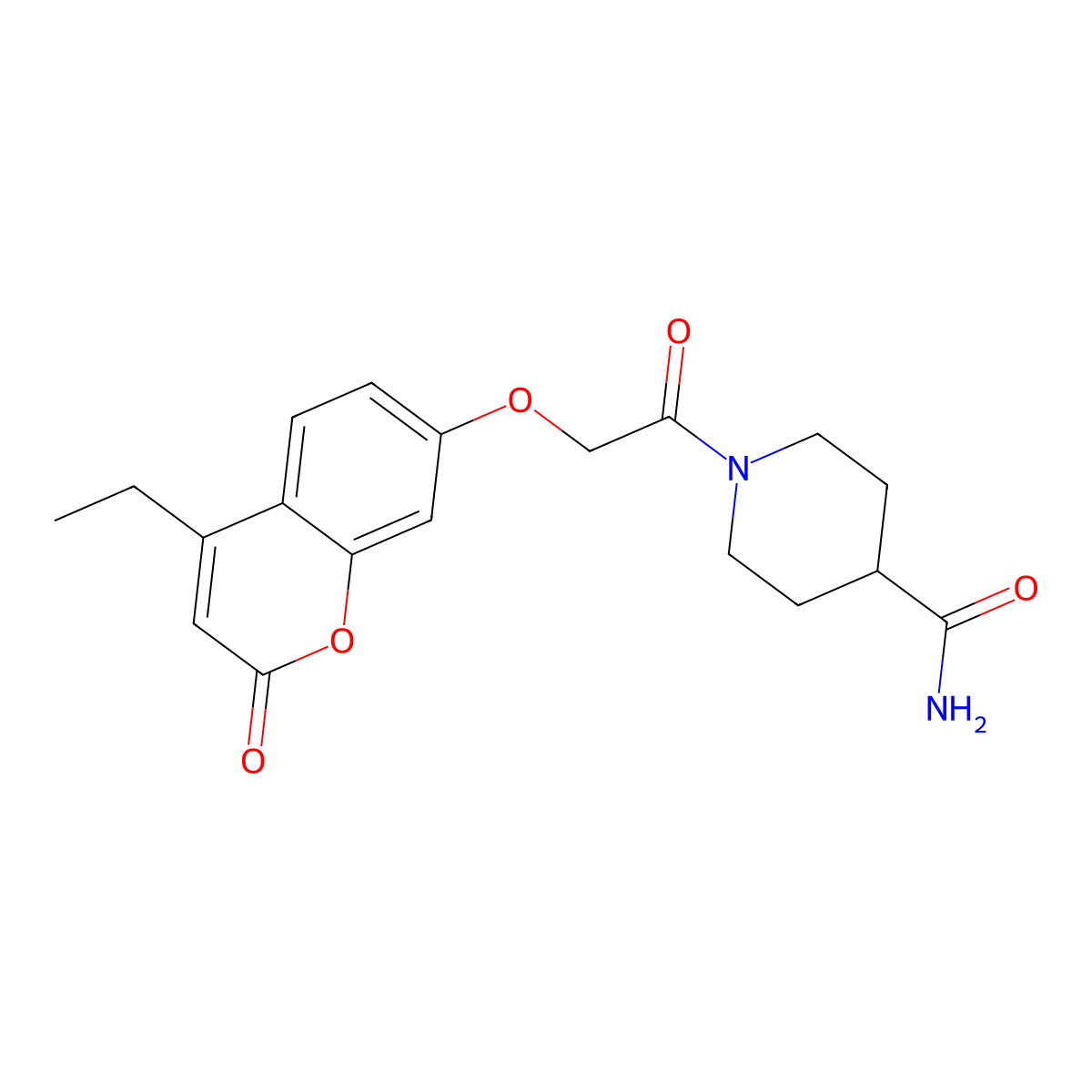 1-(2-((4-ethyl-2-oxo-2H-chromen-7-yl)oxy)acetyl)piperidine-4-carboxamide molecular structure, CAS 859143-64-9