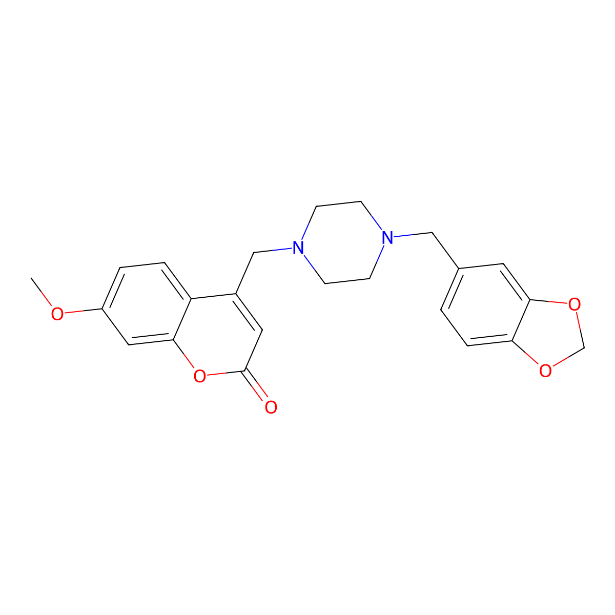 4-((4-(benzo[d][1,3]dioxol-5-ylmethyl)piperazin-1-yl)methyl)-7-methoxy-2H-chromen-2-one molecular structure, CAS 859143-76-3
