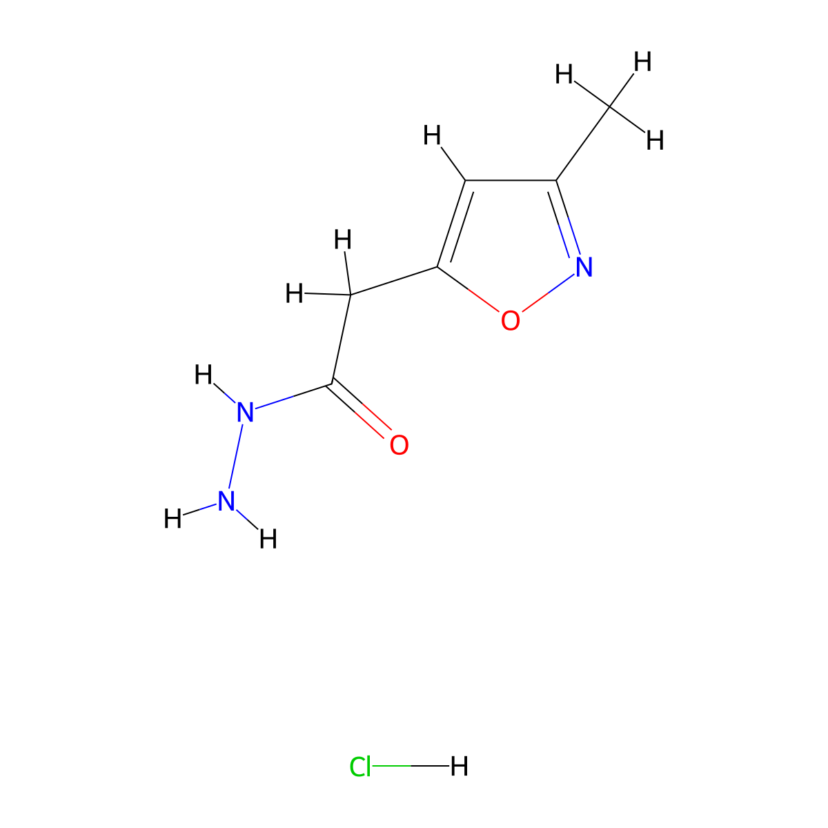 2-(3-Methyl-1,2-oxazol-5-yl)acetohydrazide hydrochloride molecular structure, CAS 859154-27-1
