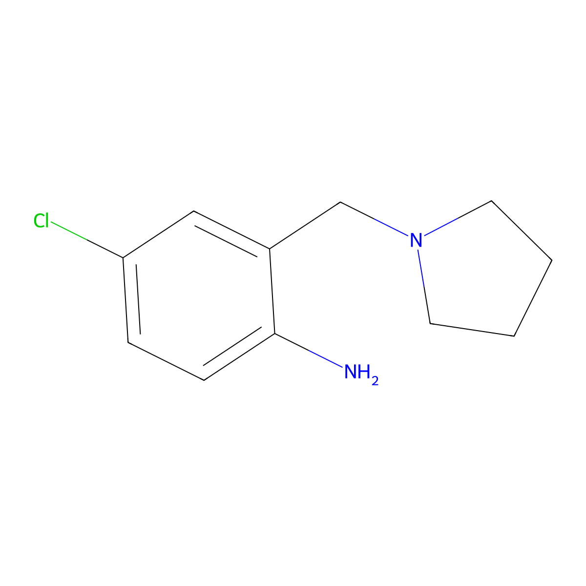 4-Chloro-2-(pyrrolidin-1-ylmethyl)aniline molecular structure, CAS 859155-77-4