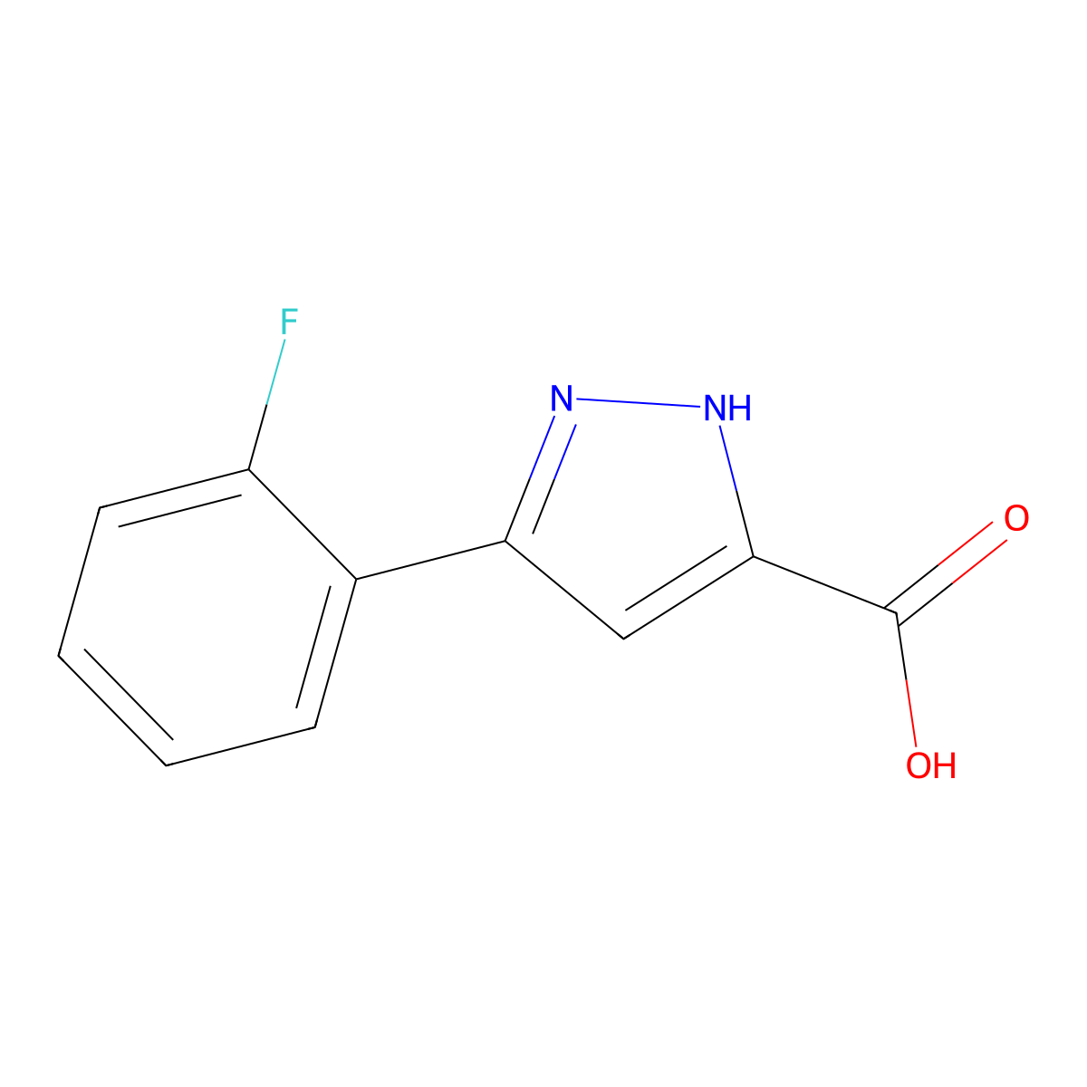 3-(2-fluorophenyl)-1H-pyrazole-5-carboxylic acid molecular structure, CAS 859155-87-6