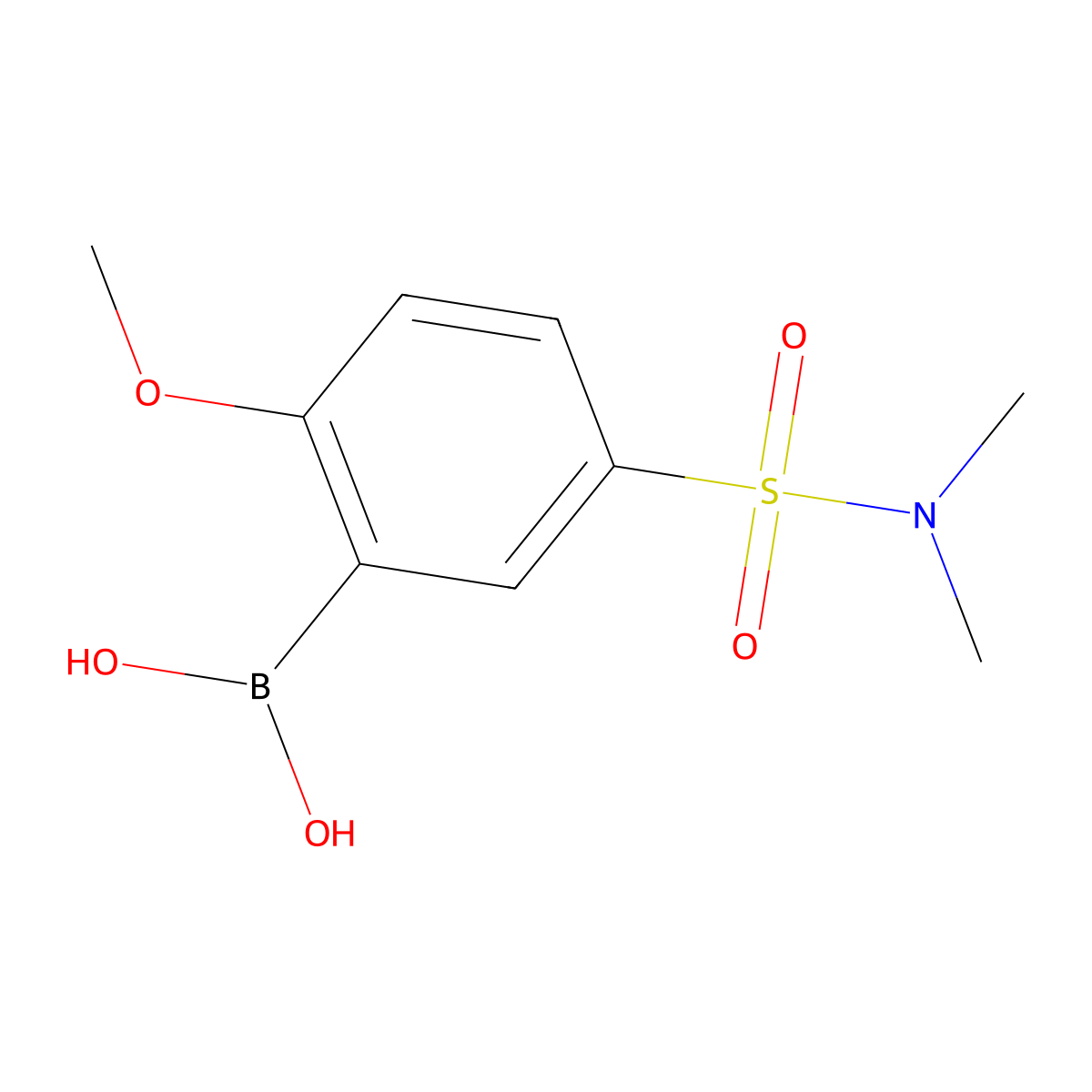 (5-(N,N-dimethylsulfamoyl)-2-methoxyphenyl)boronic acid molecular structure, CAS 859160-65-9