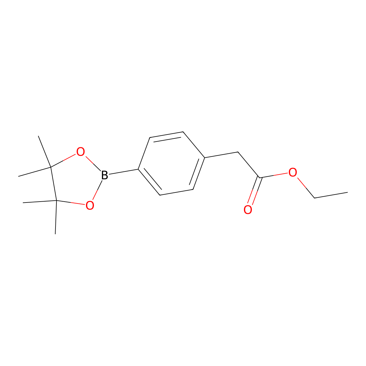 Ethyl (4-(4,4,5,5-tetramethyl-1,3,2-dioxaborolan-2-yl)phenyl)acetate molecular structure, CAS 859169-20-3
