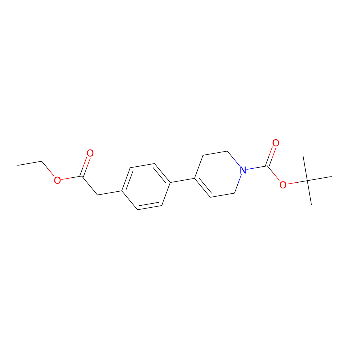 tert-butyl 4-[4-(2-ethoxy-2-oxoethyl)phenyl]-3,6-dihydro-2H-pyridine-1-carboxylate molecular structure, CAS 859169-22-5