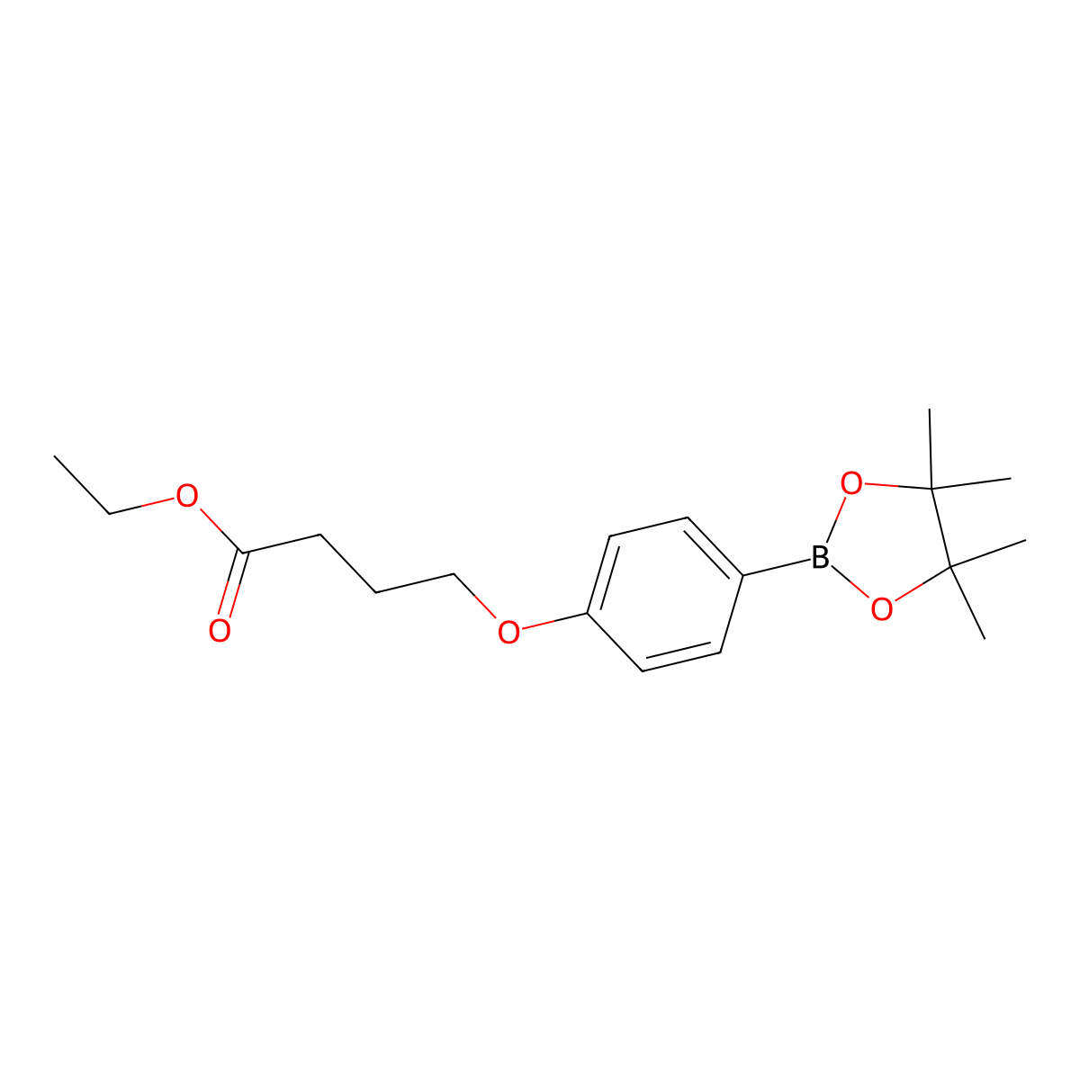 Ethyl 4-(4-(4,4,5,5-tetramethyl-1,3,2-dioxaborolan-2-yl)phenoxy)butanoate molecular structure, CAS 859169-90-7