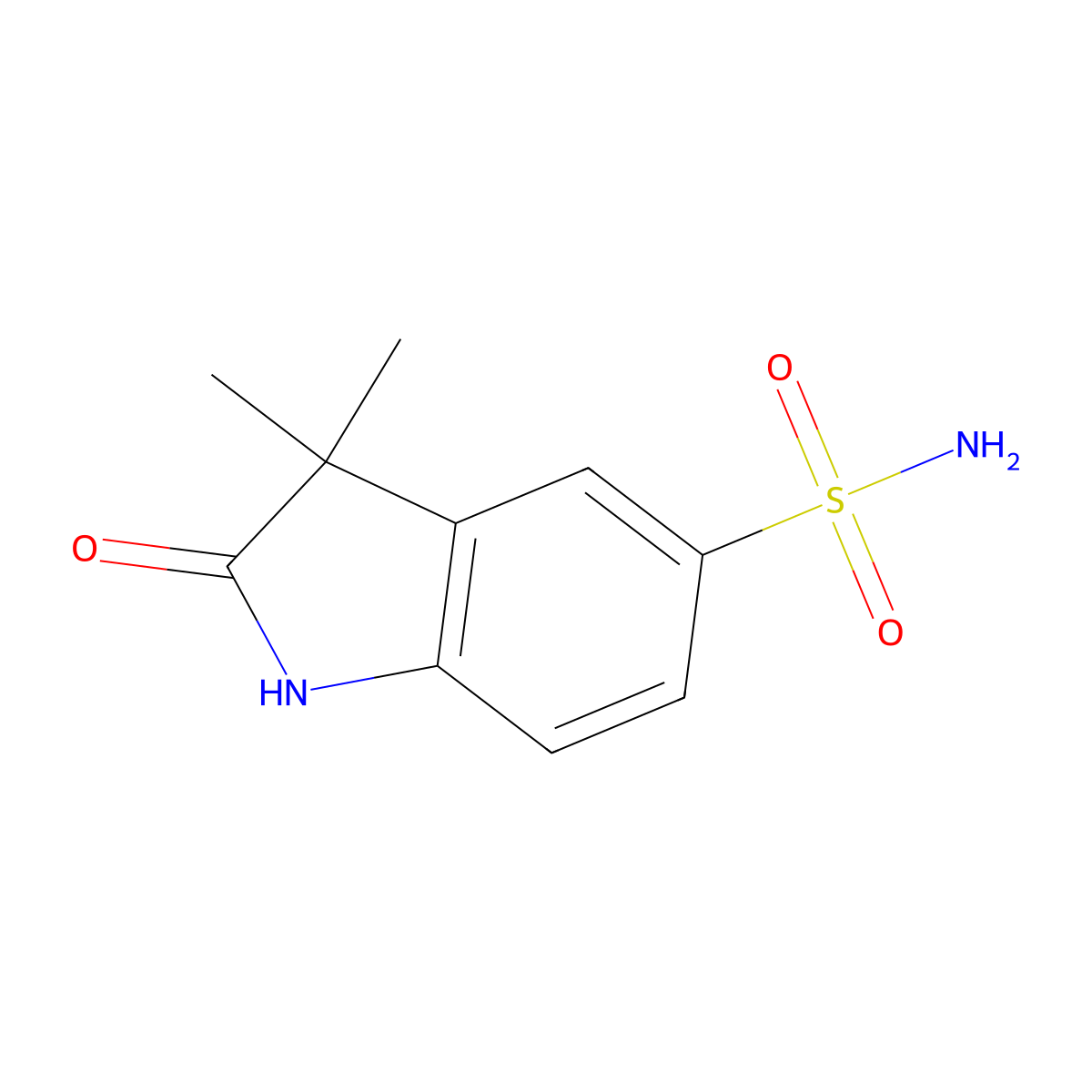 3,3-dimethyl-2-oxo-2,3-dihydro-1H-indole-5-sulfonamide molecular structure, CAS 859190-71-9