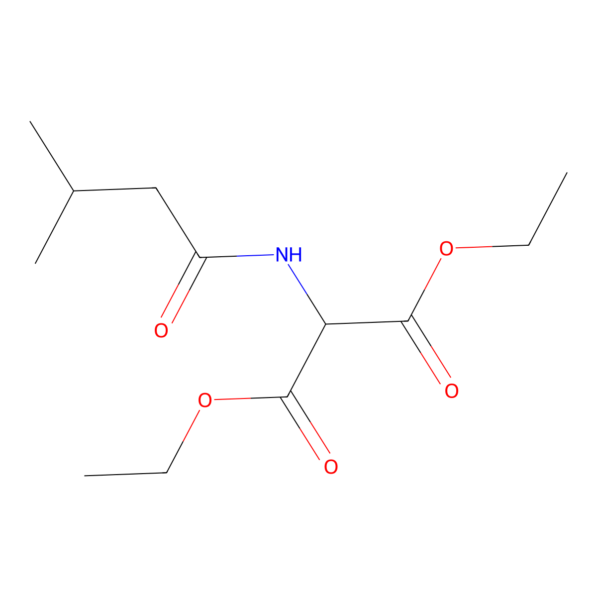 1,3-Diethyl 2-(3-methylbutanamido)propanedioate molecular structure, CAS 859201-41-5