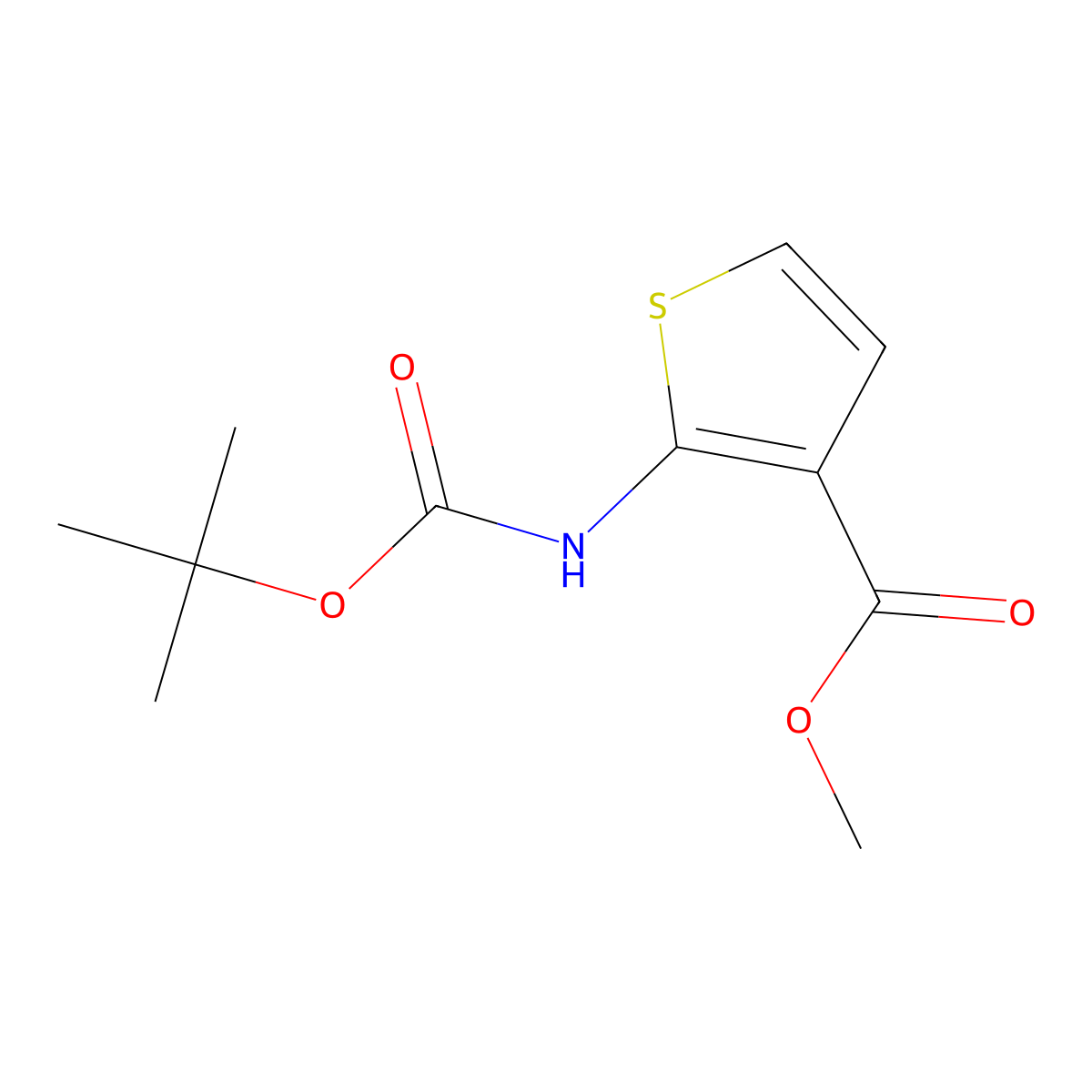 Methyl 2-((tert-butoxycarbonyl)amino)thiophene-3-carboxylate molecular structure, CAS 859204-24-3