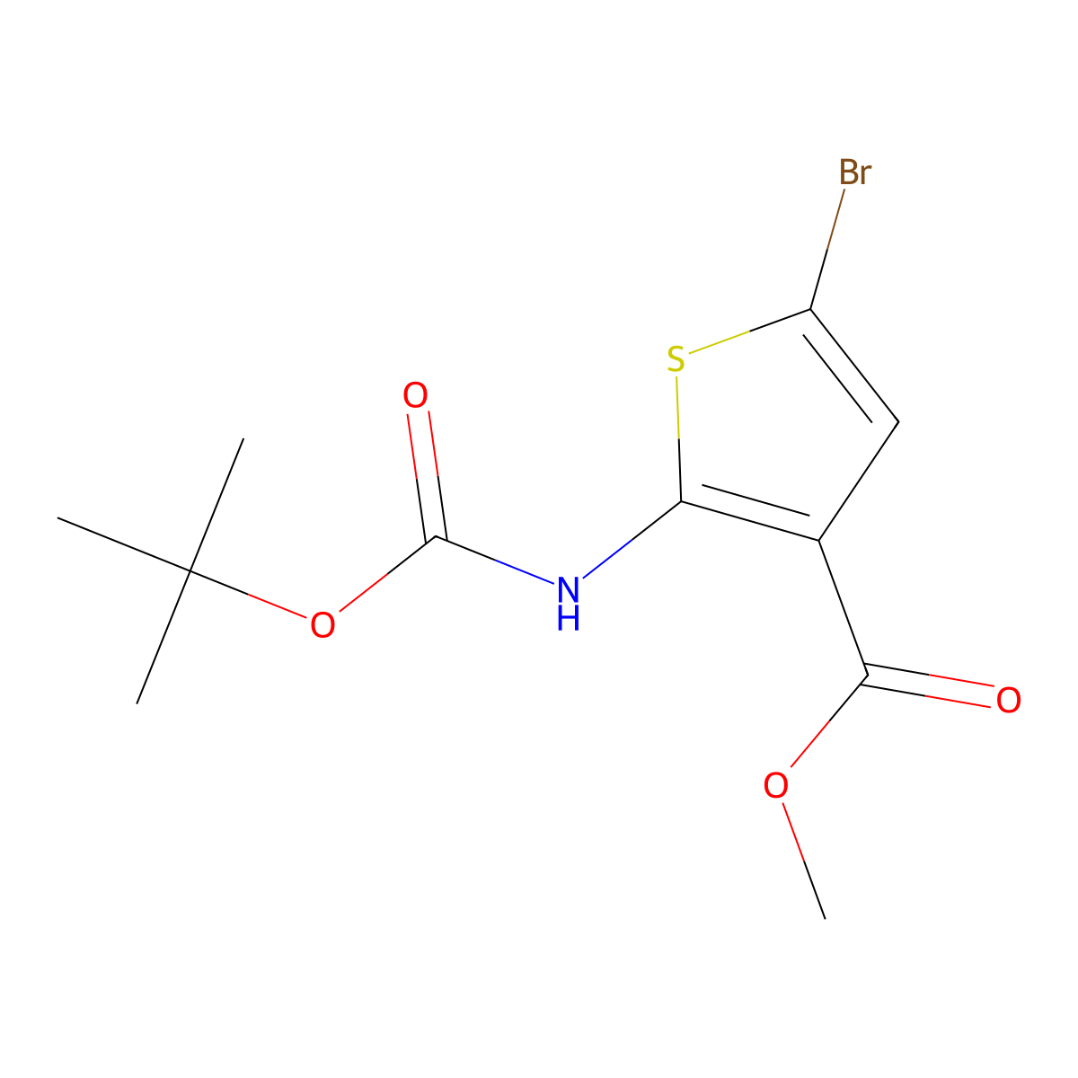 Methyl 5-bromo-2-((tert-butoxycarbonyl)amino)thiophene-3-carboxylate molecular structure, CAS 859204-25-4