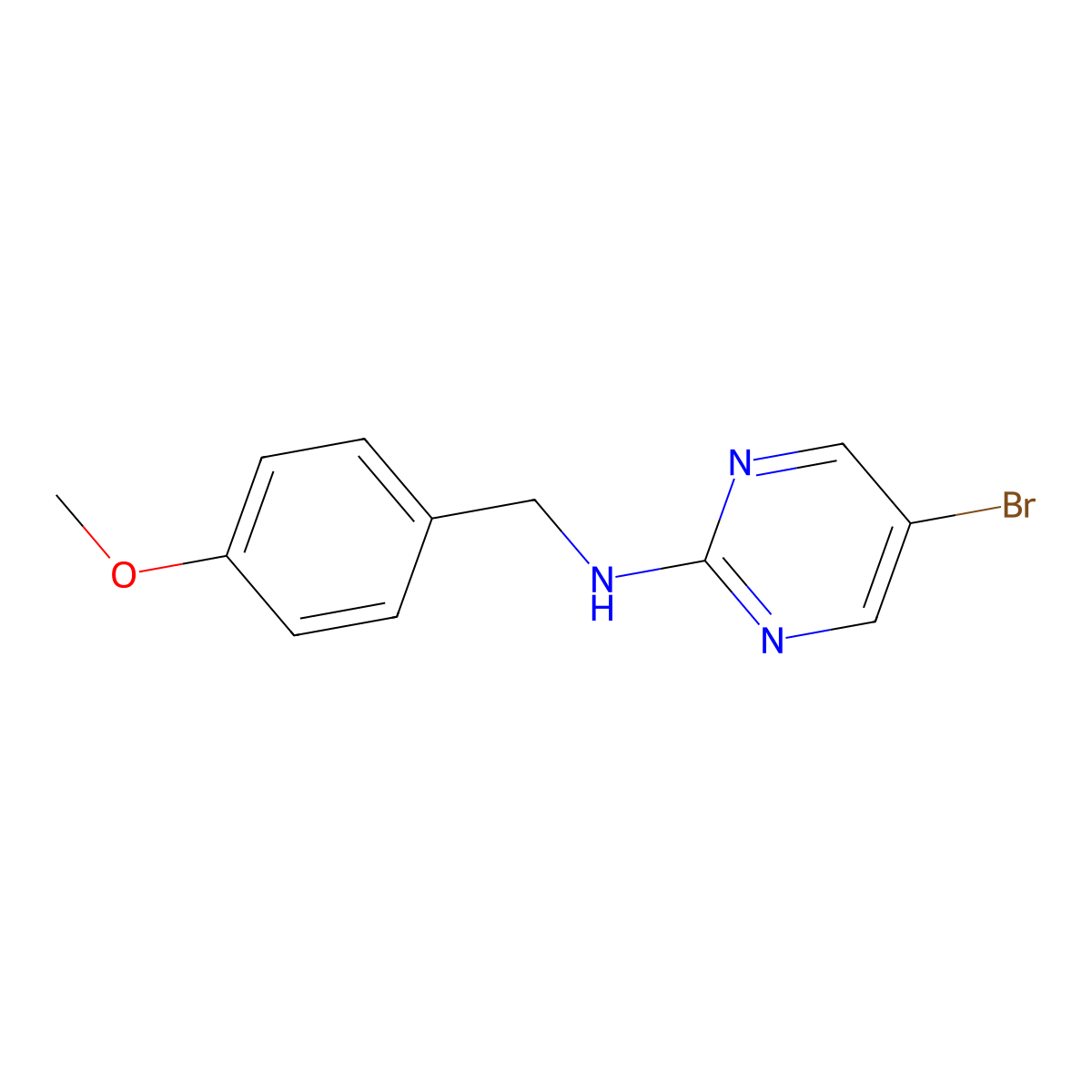 5-Bromo-2-(4-methoxybenzylamino)pyrimidine molecular structure, CAS 859207-02-6