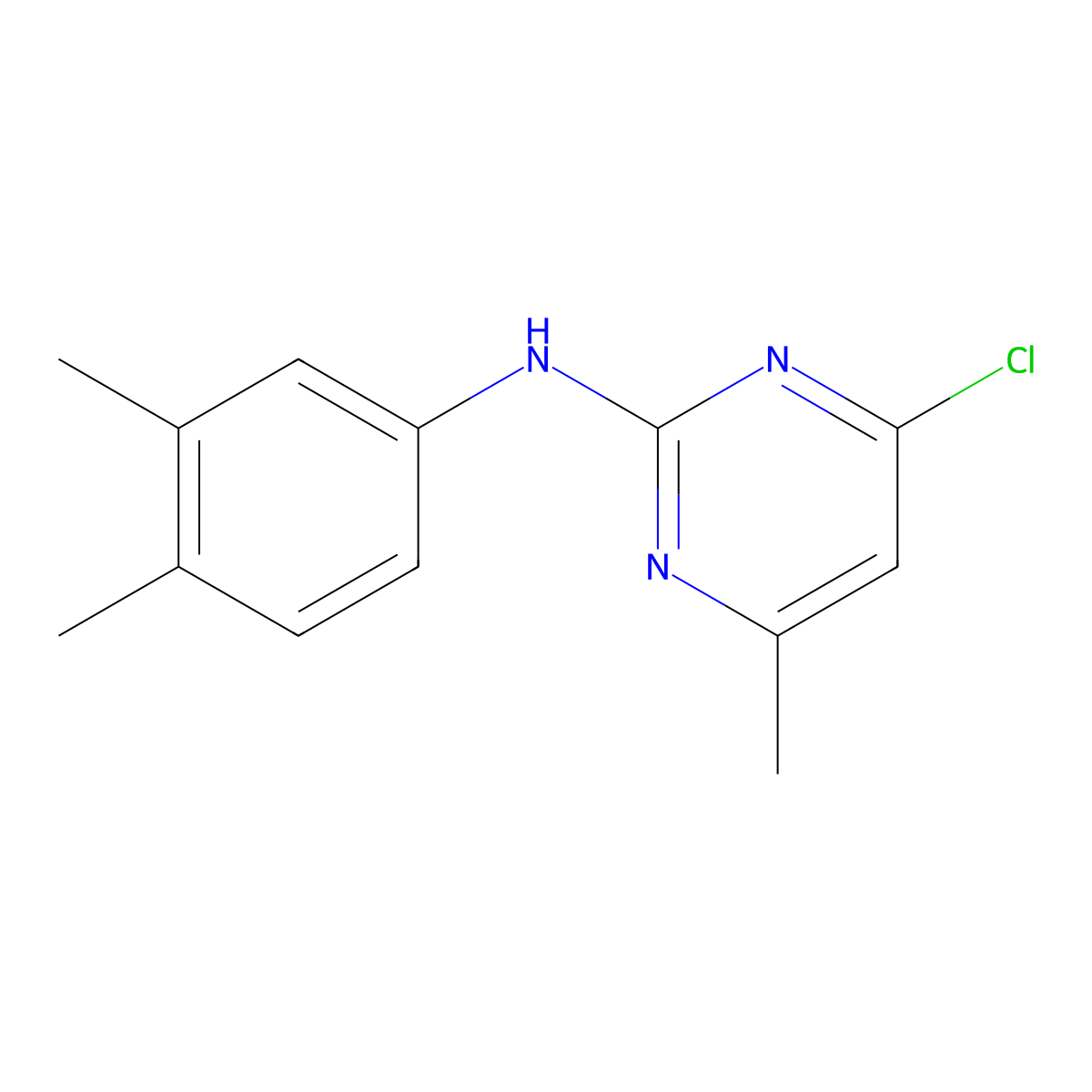 4-chloro-N-(3,4-dimethylphenyl)-6-methylpyrimidin-2-amine molecular structure, CAS 859208-75-6