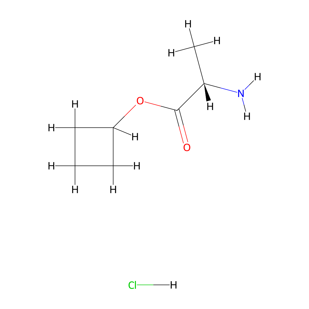 (S)-Cyclobutyl 2-aminopropanoate HCl molecular structure, CAS 859210-29-0