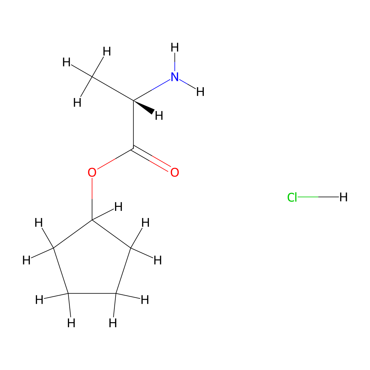 cyclopentyl (2S)-2-aminopropanoate hydrochloride molecular structure, CAS 859210-30-3
